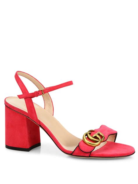 gucci pink suede sandals|Gucci pink sandal heel.